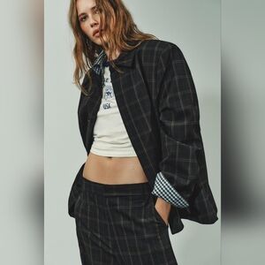 SOLD! Zara PLAID BLAZER WITH SHOULDER PADS